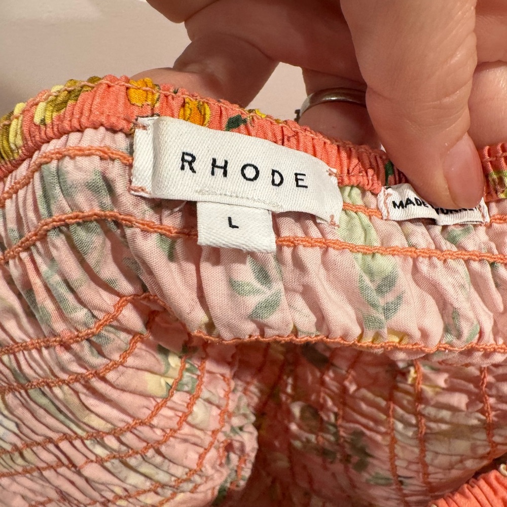Rhode Jodie Shirred Printed Cotton-Poplin Top - Picture 5 of 10